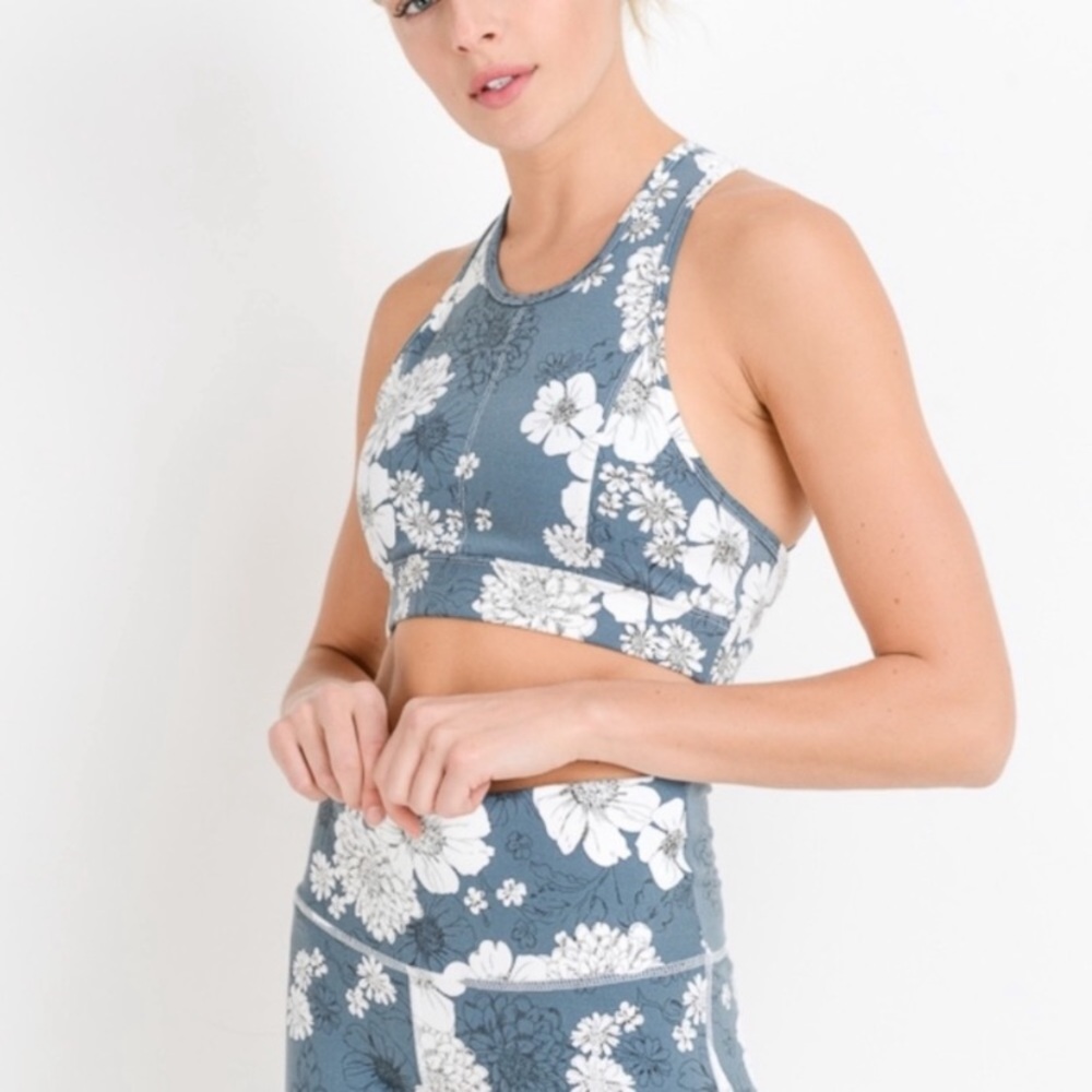 Mono B Open Back Floral Lightly Padded Sports Bra